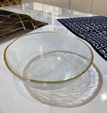 Clear Salad Bowl With Gold Rim 11"
