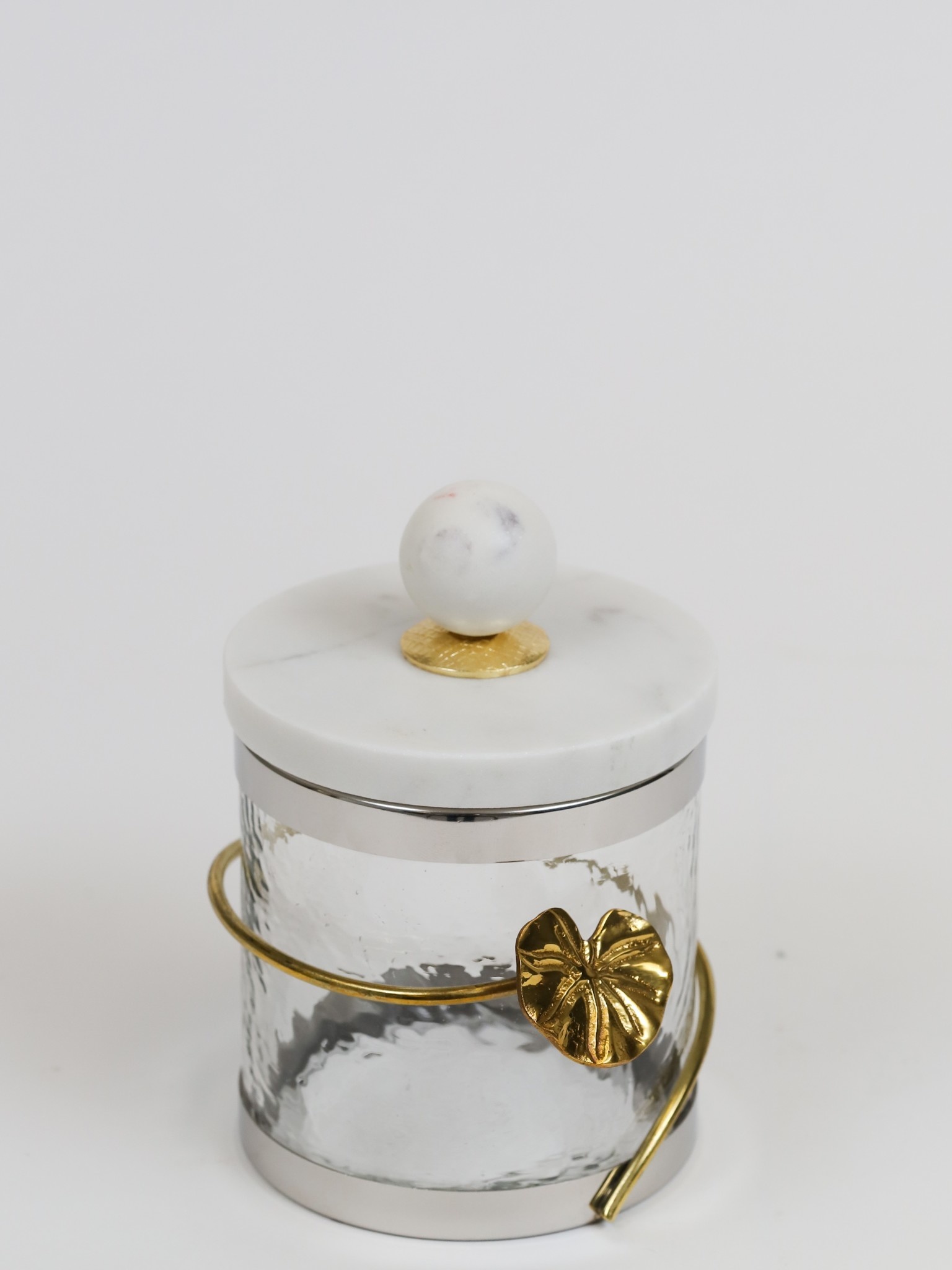 Small Glass Canister w/ Gold Heart and Marble Lid