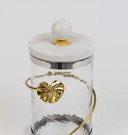 Medium Glass Canister w/ Gold Heart and Marble Lid
