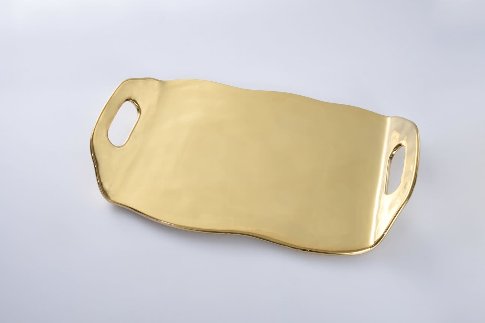 Simple Ceramic Gold Tray With Handles