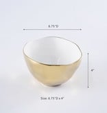 Simple Ceramic White & Gold Medium Bowl