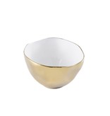 Simple Ceramic White & Gold Medium Bowl