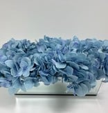 12" Mirror Vase with Light Blue Hydrangeas