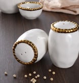 Beaded Ceramic White & Gold Salt Pepper Shaker