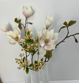 Three White Tube Vase with Cherry Blossoms