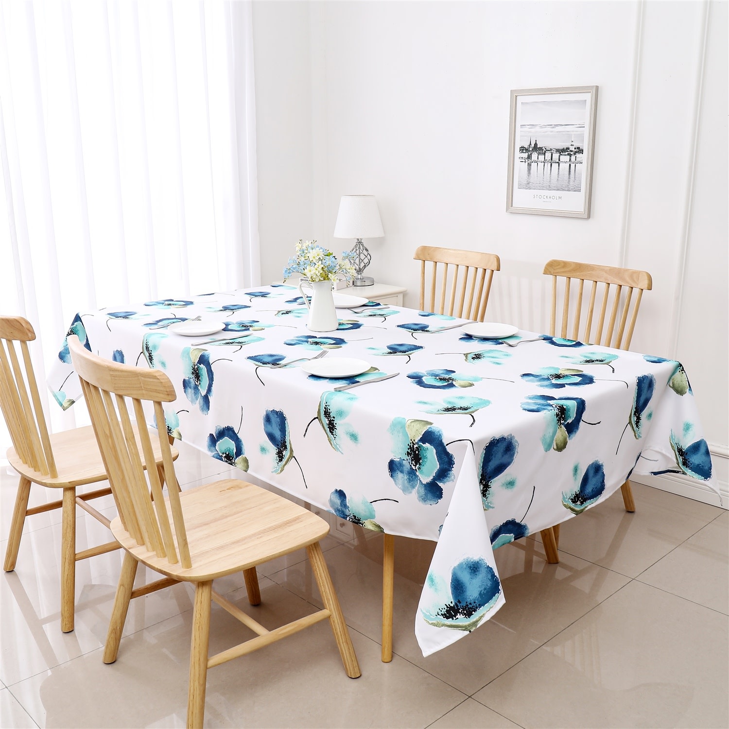 TC1501 70x120 Blue Floral Tablecloth