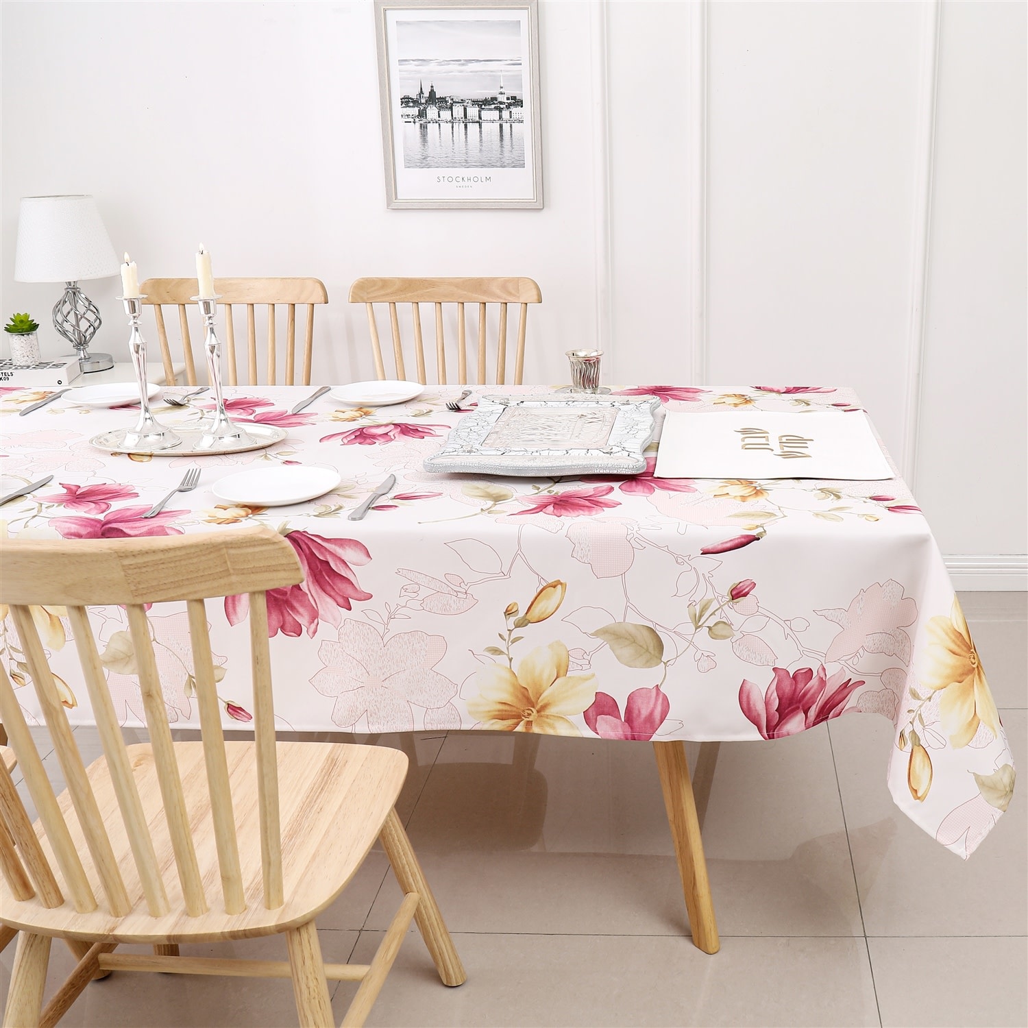 TC1503 70x144 Fushia Floral Tablecloth