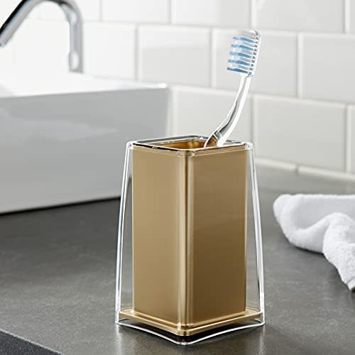 Gold Double Layered Bathroom Toothbrush Holder/Tumbler