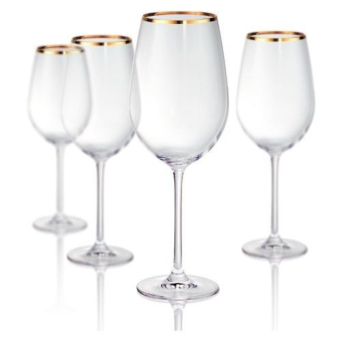 Gold Band Red Wine Glass Set Of 4 Timeless Table