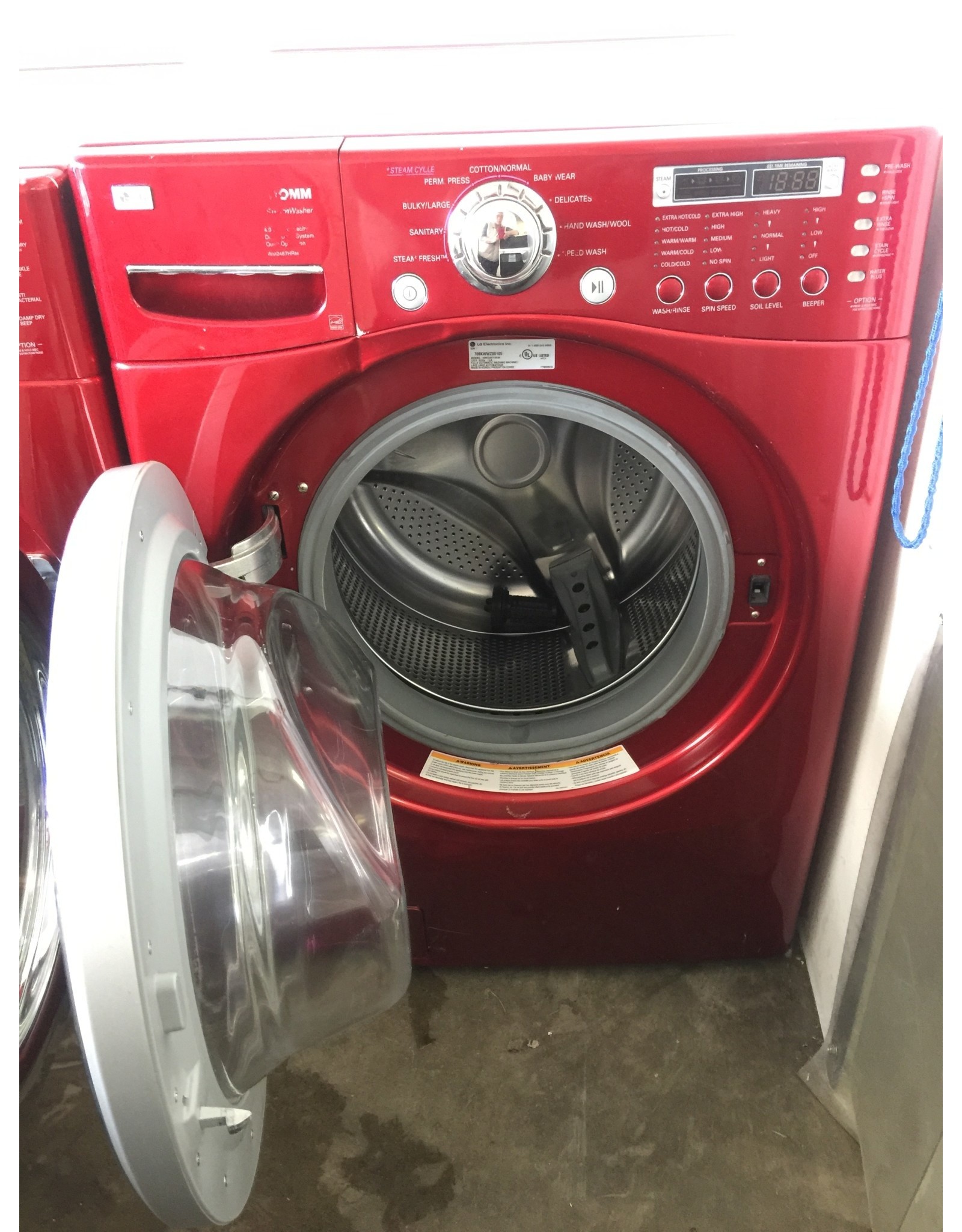 red lg front load washer