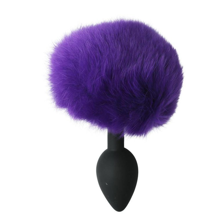 Sportsheets Silicone Bunny Tail Plug - Purple Puff