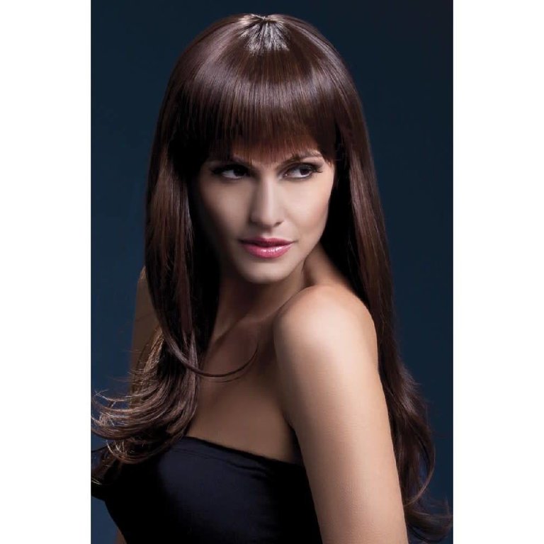 Fever/Smiffys Sienna Wig Long Feathered - Brown