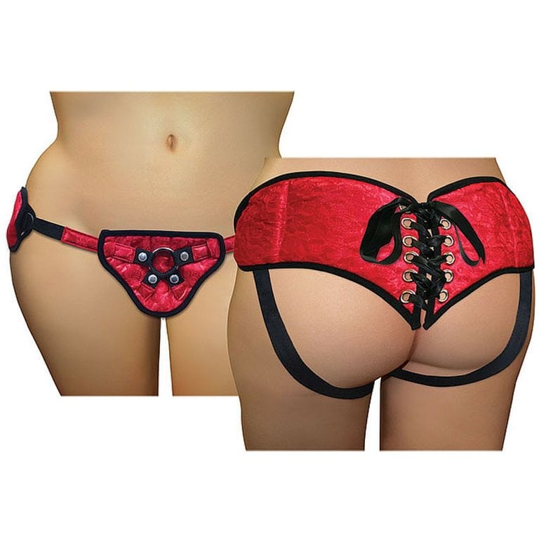 Sportsheets Plus Size Red Lace with  Satin Corsette Strap-on