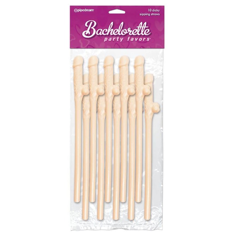 Pipedream Dicky Sipping Straws - 10 Piece