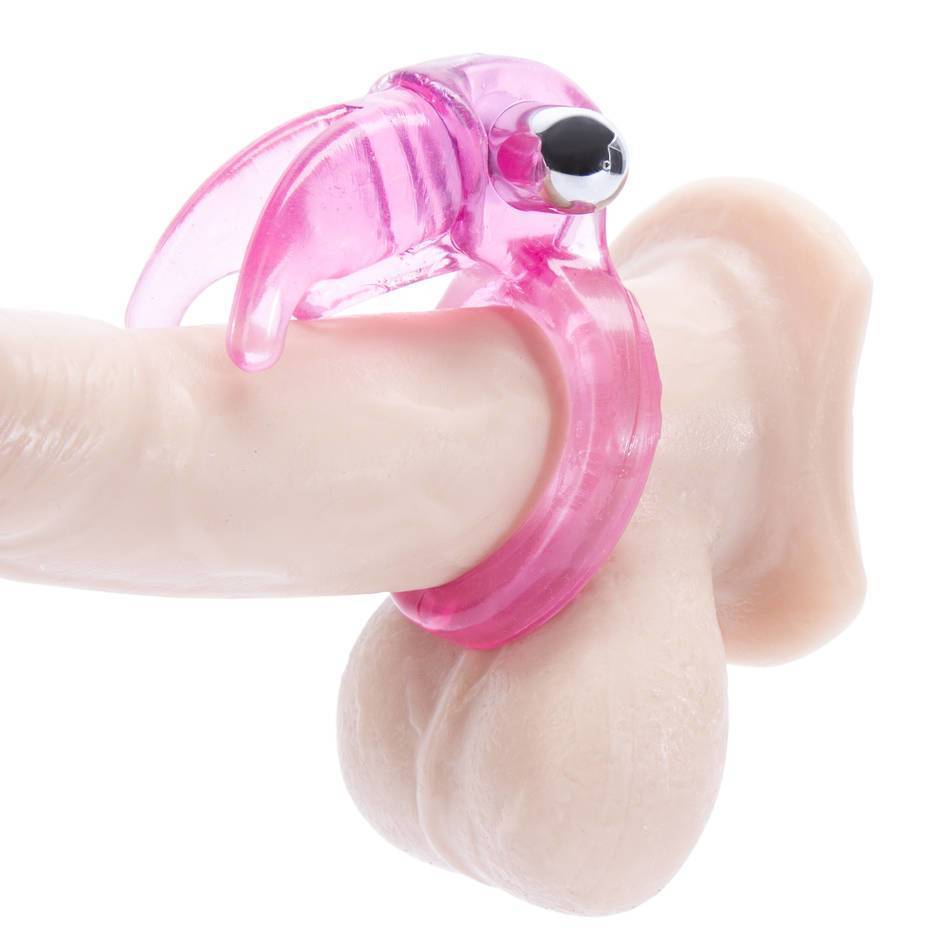 Dual Clit Flicker Vibrating Cock Ring in Pink