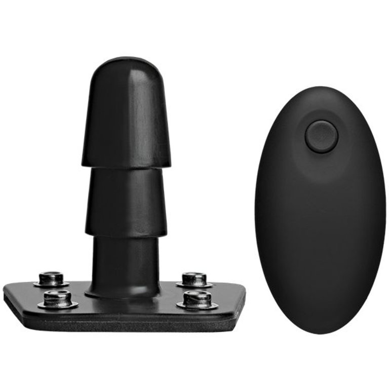 Doc Johnson Vac-U-Lock Vibrating Plug With Snaps & Remote - Black