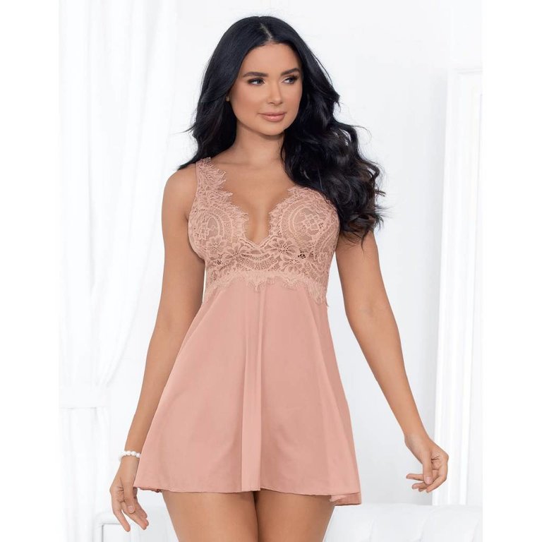 Escante Mesh and Eyelash Lace Babydoll Set