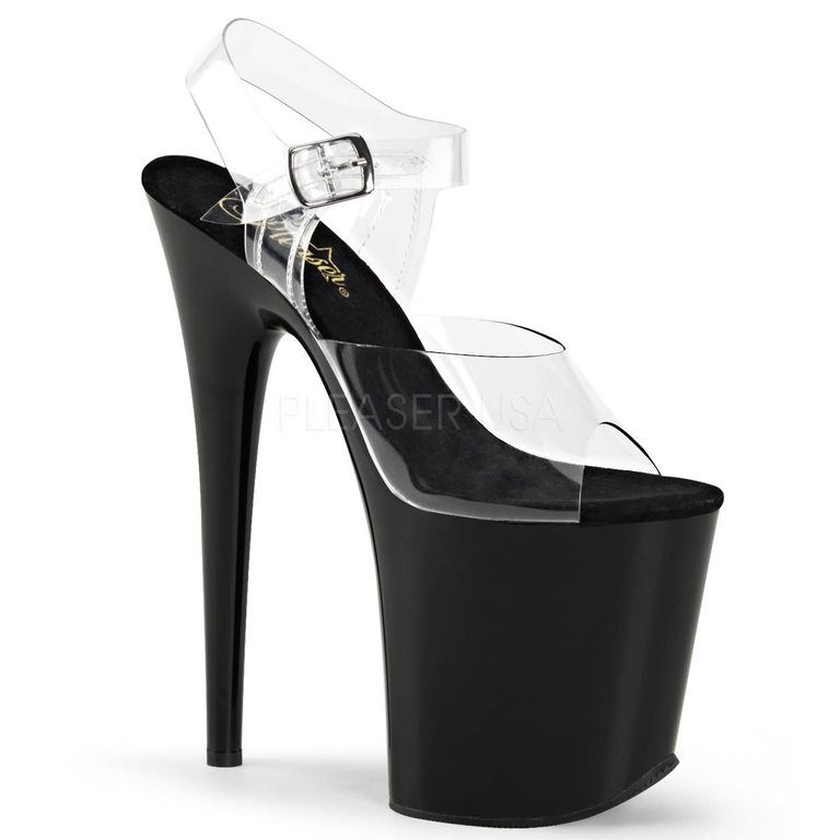 Pleaser Clear Strap Black 8" Heel Stiletto