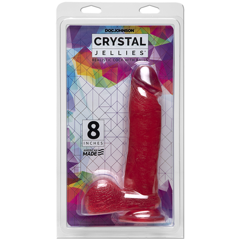 Doc Johnson Crystal Jellies Ballsy Cock With Suction Cup 8-inch - Pink