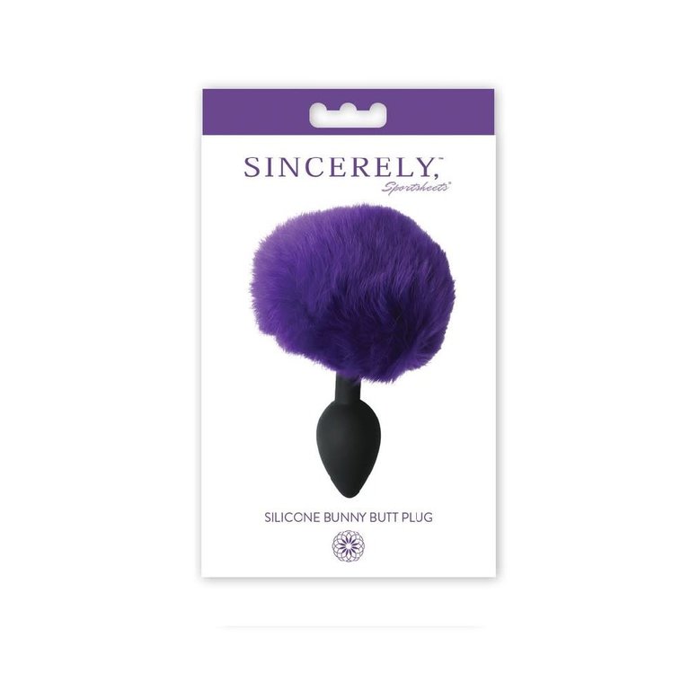 Sportsheets Silicone Bunny Tail Plug - Purple Puff