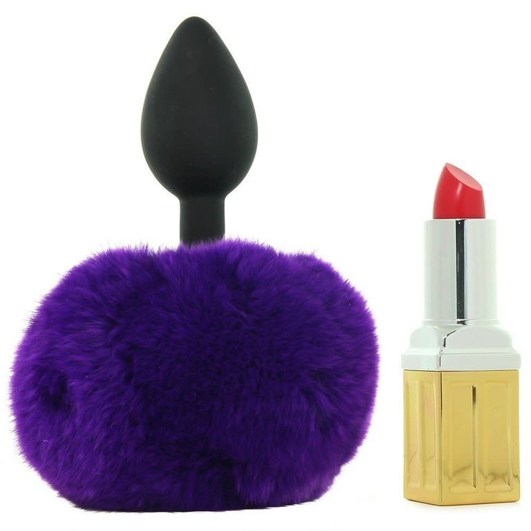 Sportsheets Silicone Bunny Tail Plug - Purple Puff