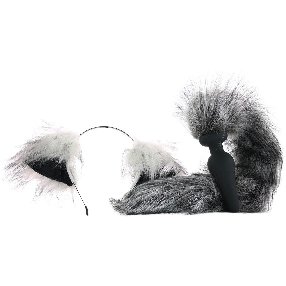 Grey Wolf Tail Anal Plug And Ears Set Groove
