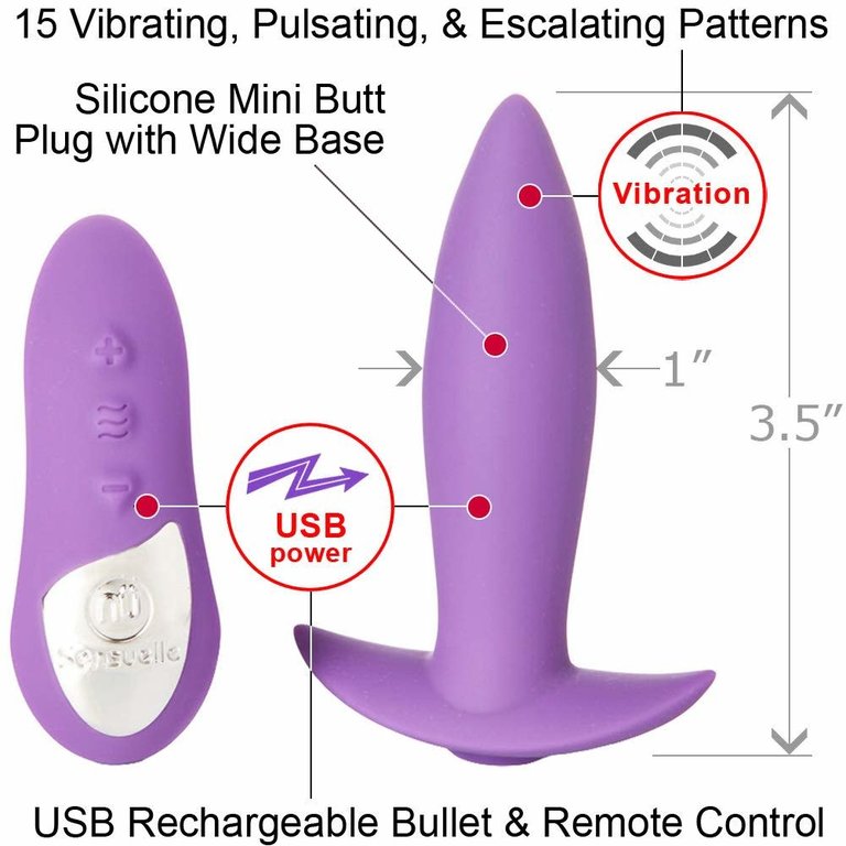 Sensuelle Remote Control Rechargeable Mini Butt Plug