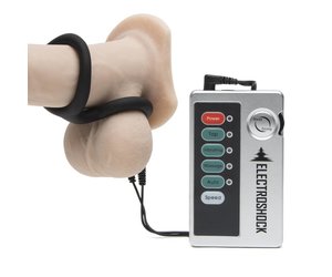 Cock and Ball Strap with Penis Plug Estim Accessories