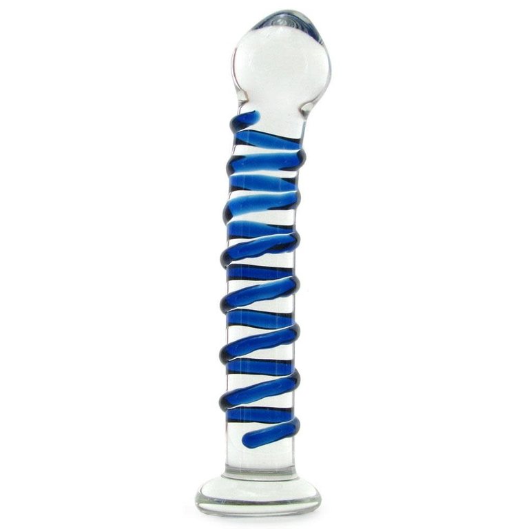 Glas Blue Spiral Glass Dildo