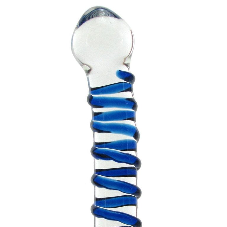 Glas Blue Spiral Glass Dildo