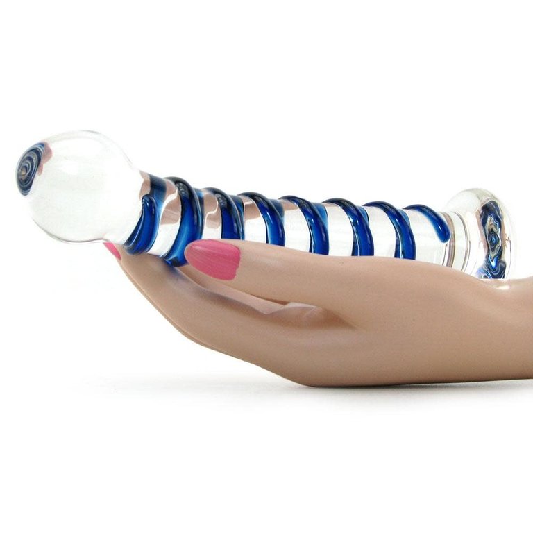 Glas Blue Spiral Glass Dildo