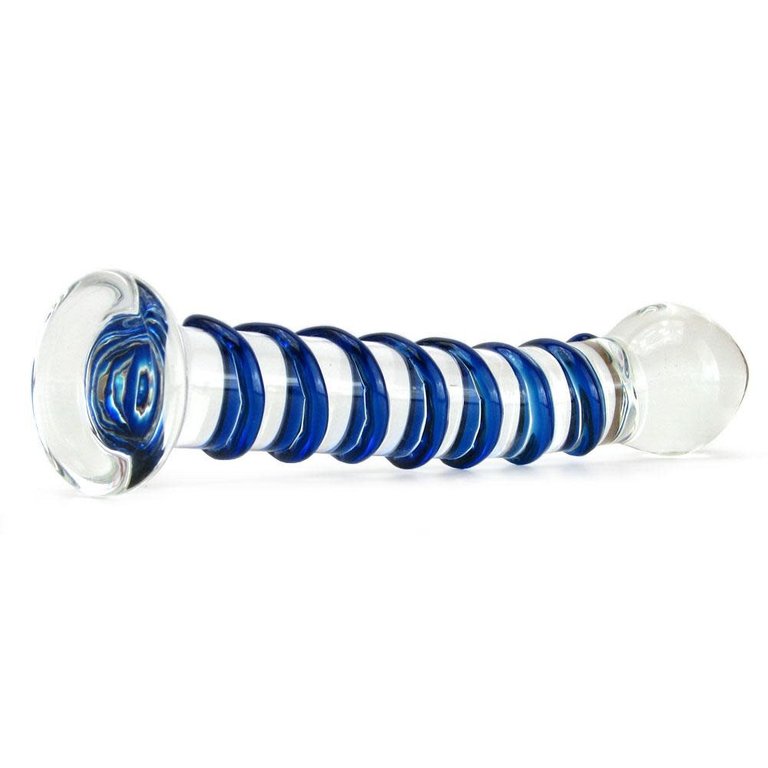 Glas Blue Spiral Glass Dildo