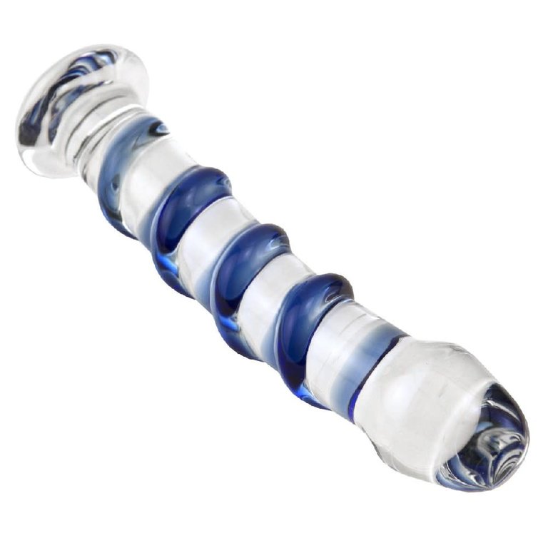 Glas Blue Spiral Glass Dildo