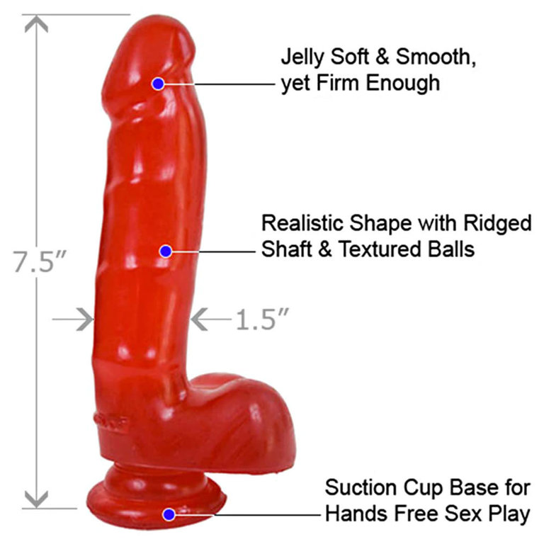 Doc Johnson Jelly Jewels - Cock And Balls With Suction Cup - Ruby