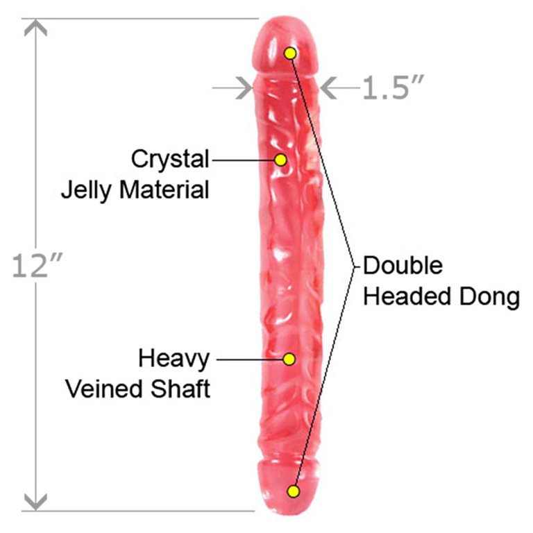 Doc Johnson Crystal Jellies 12-inch Jr. Double Dong - Pink