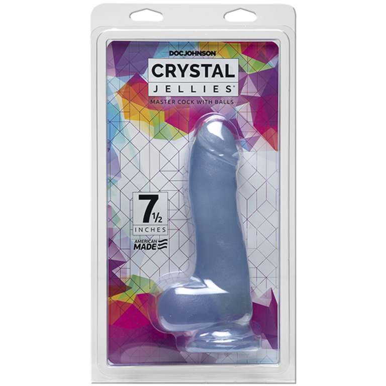 Doc Johnson Crystal Jellies 7.5" Cock with Balls - Clear