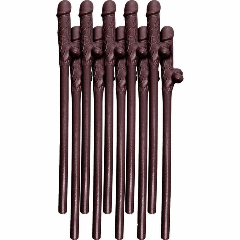 Pipedream Bachelorette Party Favors Pecker Straws - Brown Pack of 10
