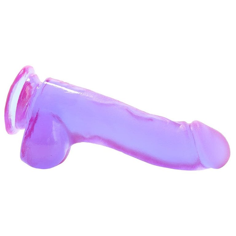 Doc Johnson Crystal Jellies 7.5" Master Cock with Balls - Purple