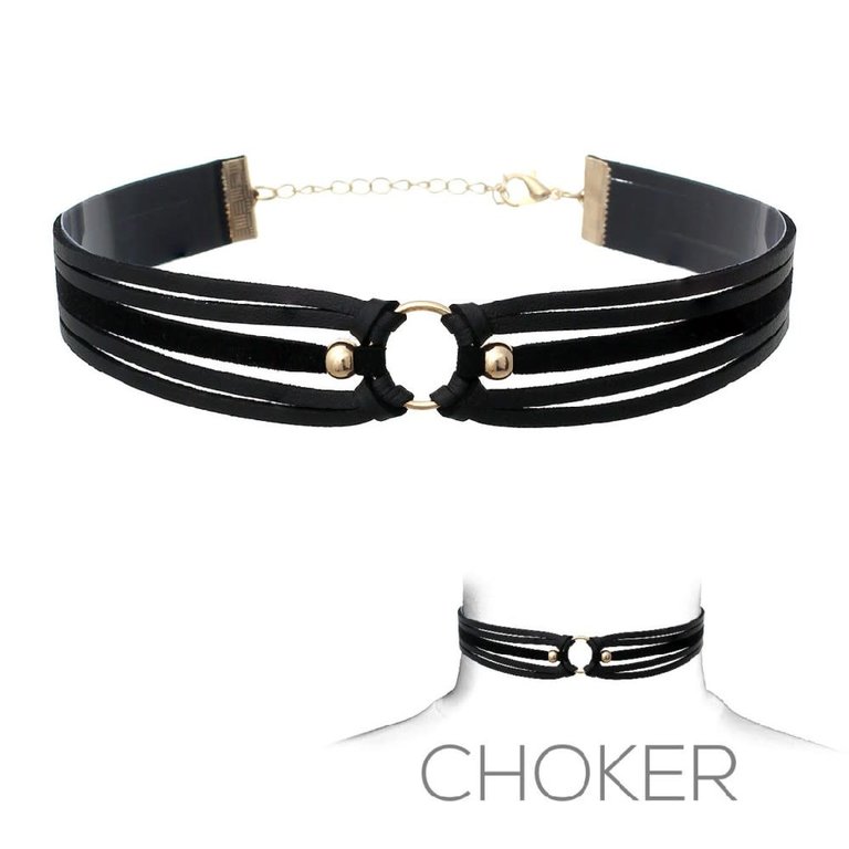 Groove Suede and Leather Three Strap Choker
