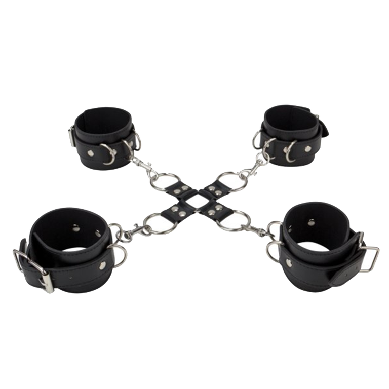 Shots Adjustable Leather Hand and Leg Cuffs - Black