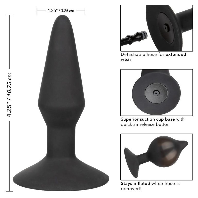 CalExotic Silicone Inflatable Anal Plug - Medium - Black
