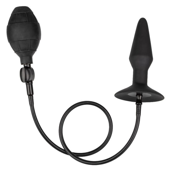 CalExotics Silicone Inflatable Anal Plug - Large - Black - Groove