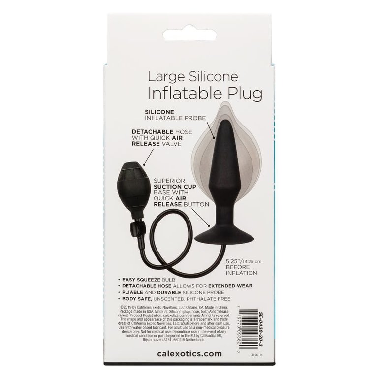 CalExotic Silicone Inflatable Anal Plug - Large - Black