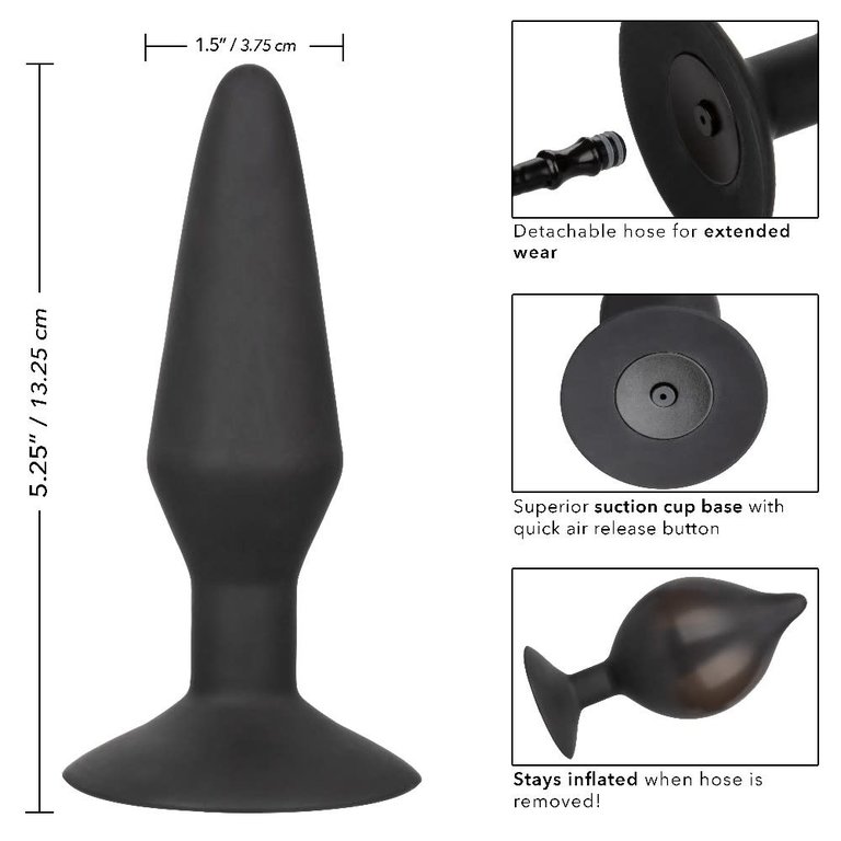 CalExotic Silicone Inflatable Anal Plug - Large - Black