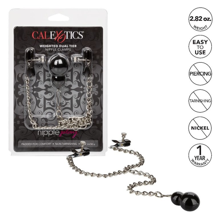 CalExotic Nipple Play Weighted Dual Tier Nipple Clamps