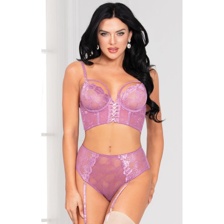 Seven 'til Midnight Mauve Long Line Bra Set