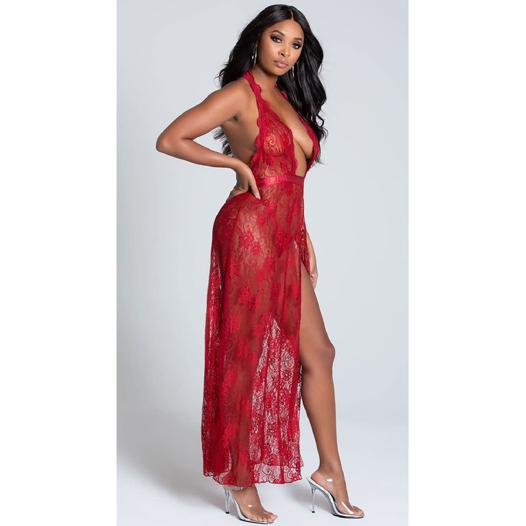Dreamgirl Lace Halter Gown