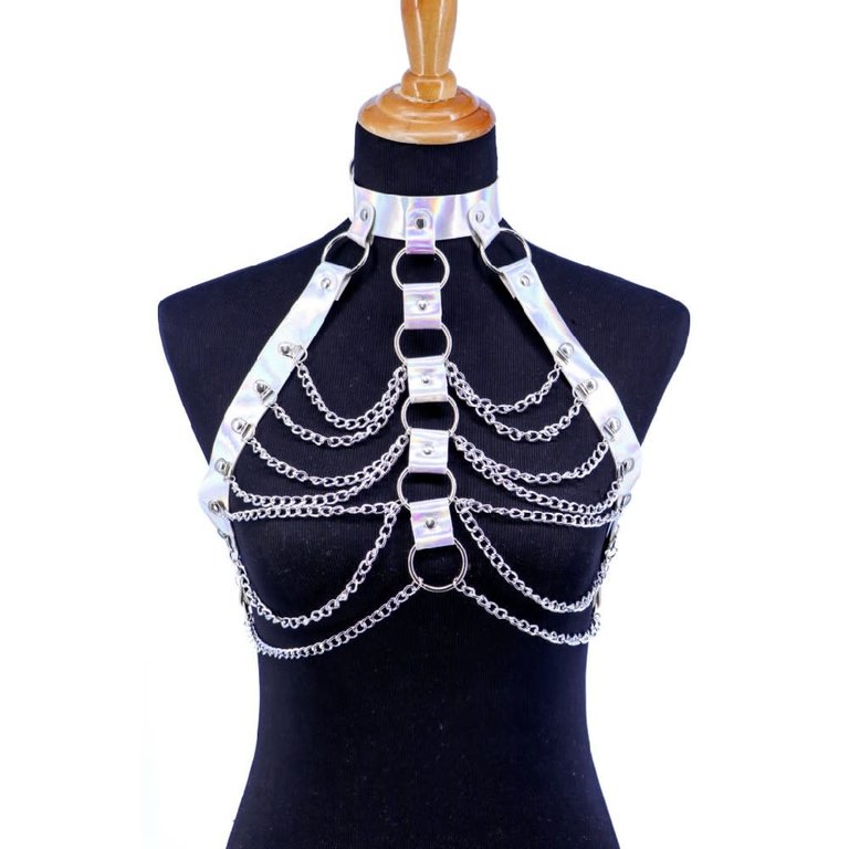 Groove Iridescent Silver Chain Top