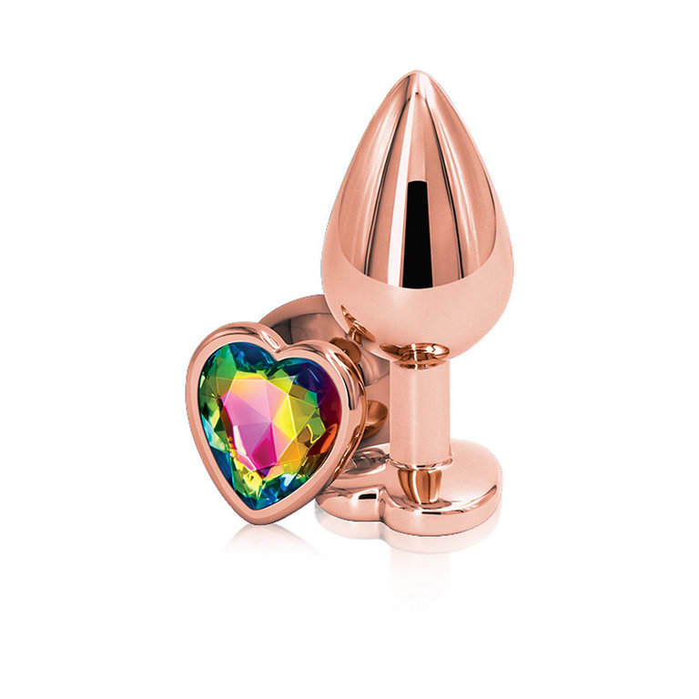 NS Novelties Rear Assets Anal Plug - Rose Gold - Medium - Rainbow Heart