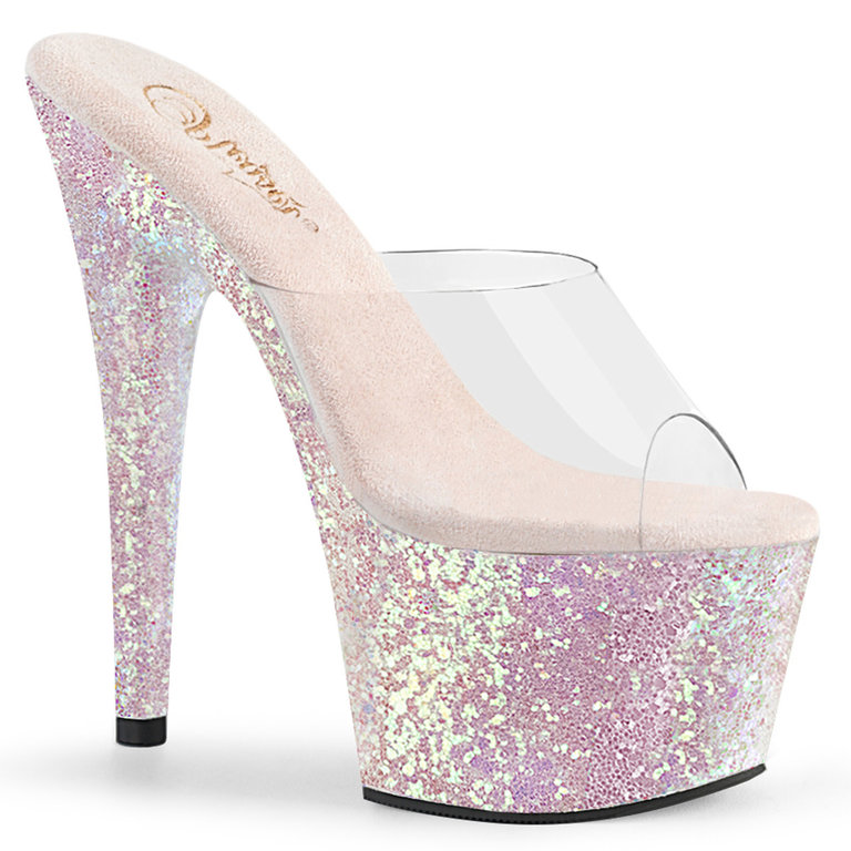 Pleaser Opal Multi-Glitter 7" Spike Heel Platform Sandal